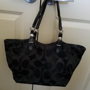 COACH Signature Logo Black on Black Tote Bag